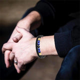 Stainless Steel Stone Beads Bracelet Lapis Lazuli Men Bangle Women Jewelry
