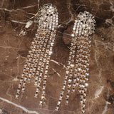 Bling Rhinestone Tassel Dangle Earrings for Women Jewelry