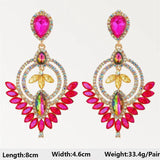 Geometric Crystal Flower Earrings European American Femininity Gems