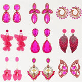 Geometric Crystal Flower Earrings European American Femininity Gems