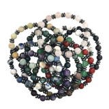 6MM Gemstone Beaded Bracelet with Hematite Disc Beads