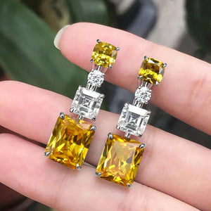 Green Crystal Rhinestone Drop Earrings Silver Plated Jewelry Accessories