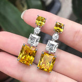 Green Crystal Rhinestone Drop Earrings Silver Plated Jewelry Accessories