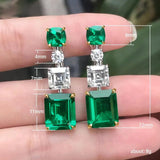 Green Crystal Rhinestone Drop Earrings Silver Plated Jewelry Accessories