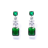Green Crystal Rhinestone Drop Earrings Silver Plated Jewelry Accessories