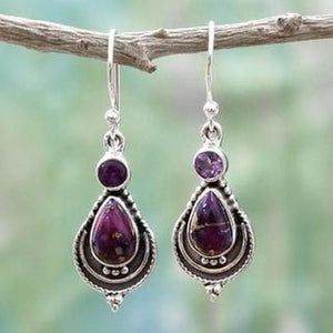 Vintage Amethyst Drop Dangle Earrings
