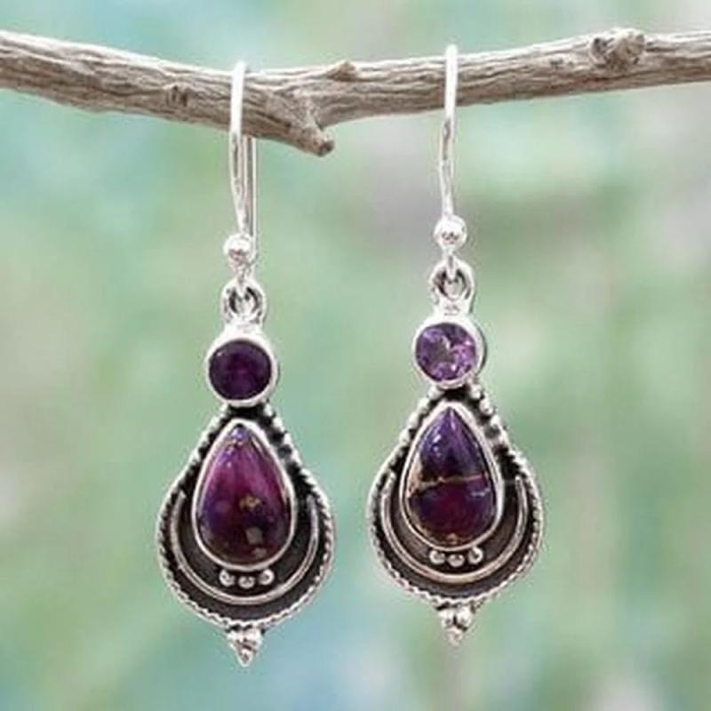 Vintage Amethyst Drop Dangle Earrings