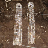 Pink Rhinestone Tassel Dangle Earrings - Women's Statement Jewelry