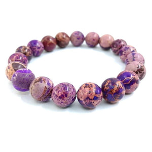 Purple Imperial Stone 10mm Elastic Bracelet - Energy Crystal Wristlet