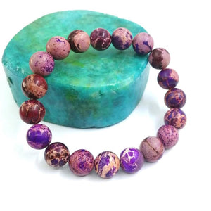 Purple Imperial Stone 10mm Elastic Bracelet - Energy Crystal Wristlet