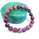 Purple Imperial Stone 10mm Elastic Bracelet - Energy Crystal Wristlet