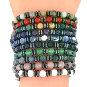 Hematite Power Bracelets with 6MM Gemstone Round Beads