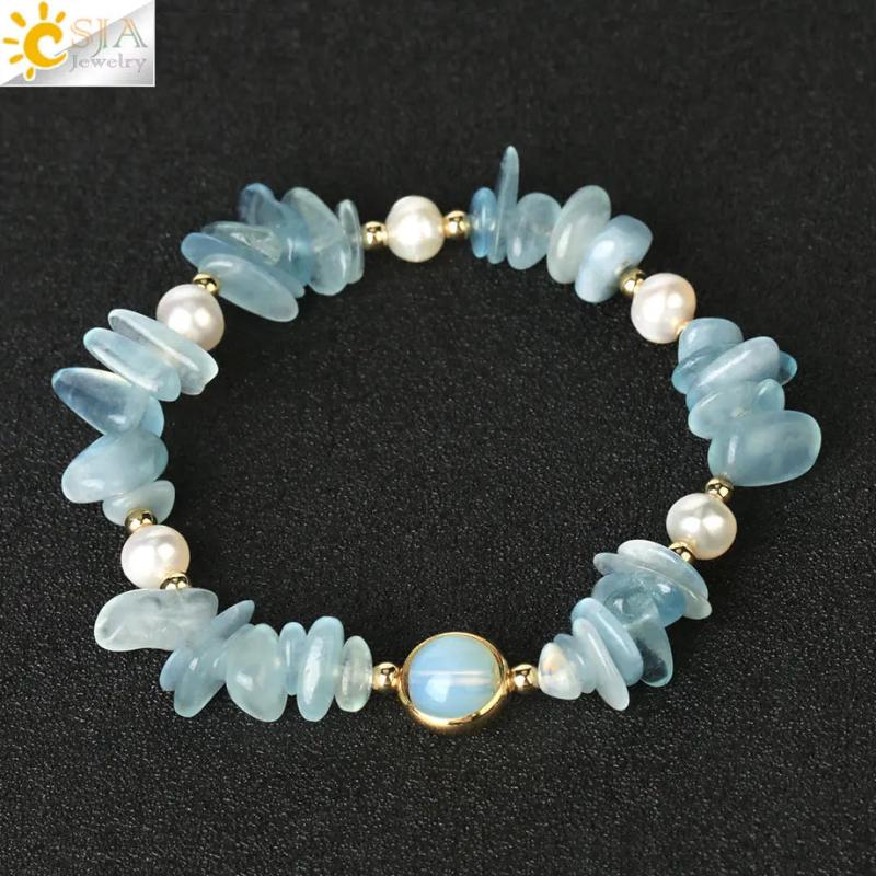 CSJA Natural Crystal Bracelet Colorful Chip Beads Gem Stone Quartz Pulseras