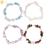 CSJA Natural Crystal Bracelet Colorful Chip Beads Gem Stone Quartz Pulseras