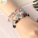 CSJA Natural Crystal Bracelet Colorful Chip Beads Gem Stone Quartz Pulseras
