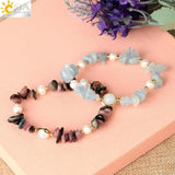 CSJA Natural Crystal Bracelet Colorful Chip Beads Gem Stone Quartz Pulseras