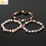 CSJA Natural Crystal Bracelet Colorful Chip Beads Gem Stone Quartz Pulseras