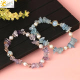 CSJA Natural Crystal Bracelet Colorful Chip Beads Gem Stone Quartz Pulseras