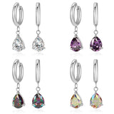Water Drop Zircon Earrings Silver Ear Clips Women Gift