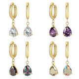 Water Drop Zircon Earrings Silver Ear Clips Women Gift