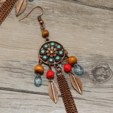 Colorful Beaded Gem Jewelry Bohemia Women Long Chains Tasseled Earrings