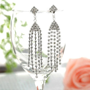 Gem Rhinestone Tassel Long Earrings Women Christmas Gift #E246