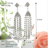 Gem Rhinestone Tassel Long Earrings Women Christmas Gift #E246