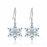 Aquamarine Snowflake Ear Drops Gemstones Party Earrings for Women