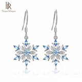 Aquamarine Snowflake Ear Drops Gemstones Party Earrings for Women