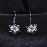 Aquamarine Snowflake Ear Drops Gemstones Party Earrings for Women