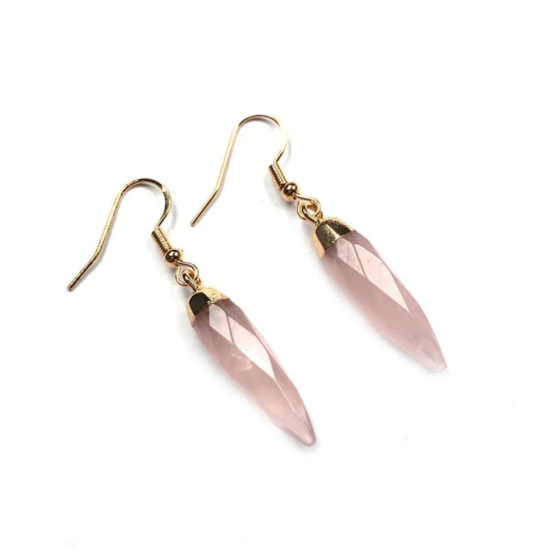 Grey Agate Cone Gemstone Drop Earrings
