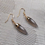 Grey Agate Cone Gemstone Drop Earrings