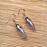 Grey Agate Cone Gemstone Drop Earrings