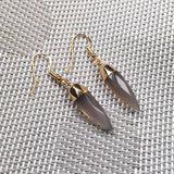Grey Agate Cone Gemstone Drop Earrings