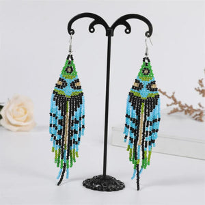 Stylish Colored Rice Bead Earrings with Tassel Design