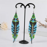 Stylish Colored Rice Bead Earrings with Tassel Design