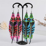 Stylish Colored Rice Bead Earrings with Tassel Design