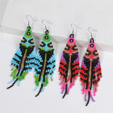 Stylish Colored Rice Bead Earrings with Tassel Design
