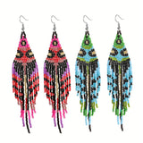 Stylish Colored Rice Bead Earrings with Tassel Design