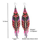 Stylish Colored Rice Bead Earrings with Tassel Design
