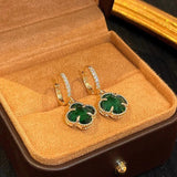 Emerald Crystal Flower Ear Clips