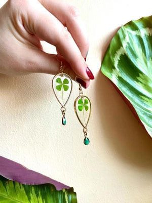Four Leaf Clover Earrings Lucky Charm Resin Gemstone Y2K Earings