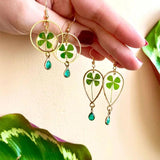 Four Leaf Clover Earrings Lucky Charm Resin Gemstone Y2K Earings