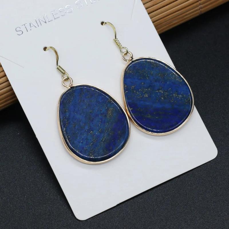 Irregular Lapis Lazuli Stone Earrings - Romantic Gift