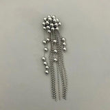 Silver Metal Ball Bead Tassel Earrings for Women