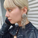 Silver Metal Ball Bead Tassel Earrings for Women