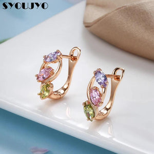 Crystal Stone Earrings Horse Eye Zircon 585 Rose Wedding Jewelry