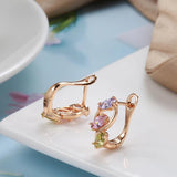 Crystal Stone Earrings Horse Eye Zircon 585 Rose Wedding Jewelry