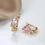 Crystal Stone Earrings Horse Eye Zircon 585 Rose Wedding Jewelry