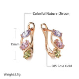 Crystal Stone Earrings Horse Eye Zircon 585 Rose Wedding Jewelry